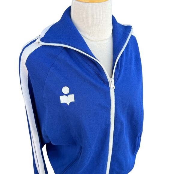 Isabel Marant Etoile Darcy Knit Track Jacket Full Zip Royal Blue White Medium - Picture 4 of 16